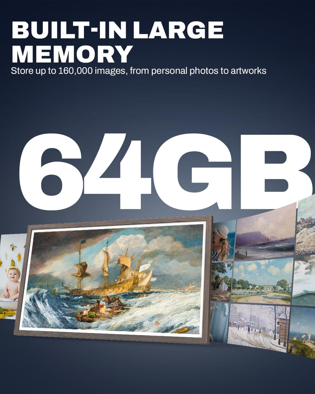 32 Inch FHD Extra Large Digital Picture Frame Touchscreen, 64GB FHD IPS WiFi Digital Photo Frame Remote, Share Photo/Video via Apps, Email, Auto-Rotate, Dark Wood Pattern