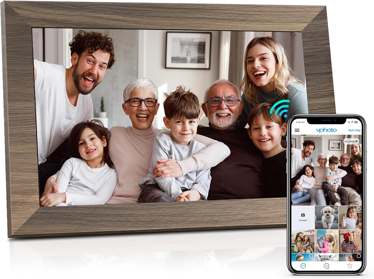 Canupdog 10.1 WiFi Digital Picture Frame, IPS Touch Screen Smart Cloud Digital Photo Frame with 16GB Storage, Wall Mountable, Auto-Rotate, Share Photos From Anywhere Via App, Email
