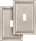 Henne Bery Sunken Pearls Heavy Duty Decorative Wall Plate Switch Plate Outlet Cover (Single Toggle, 2 Pack, Satin Nickel)