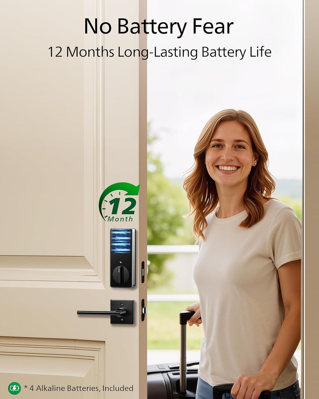 Philips Fingerprint Electronic Door Lock, Keyless Entry Door Lock with Touchscreen, Long-Last Battery Life, Auto-Lock, One-Time Code, One-Touch Locking, Satin Nickel