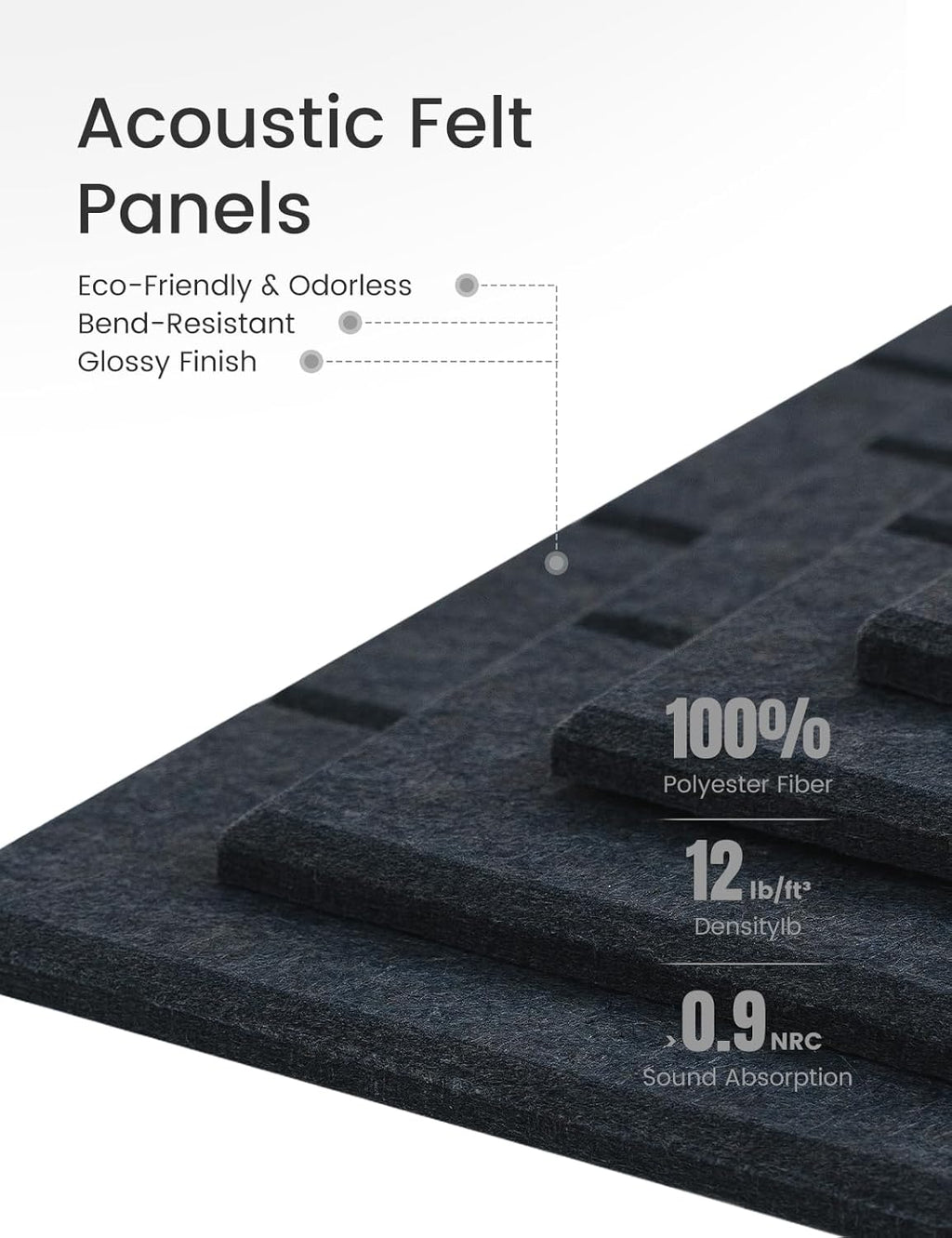 Felt Bulletin Board Tiles Large 36" x 24" Cork Board Alternative-6 Pack with 40 Adhesive Tabs, Slat Wall Panels for Office Decor, Push Pin Board Wall Organizer - Deep Charcoal Blue