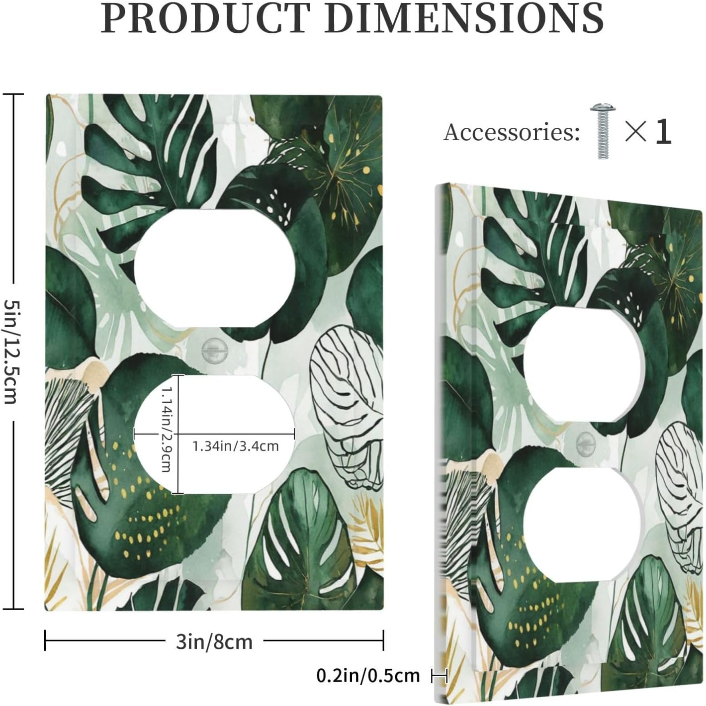 Outlet Covers Boho Tropical Leaves 1 Gang Duplex Wall Plate Decorative Switch Plates Electrical Receptacle Faceplate Light Switch Cover for Bedroom Bathroom Decor