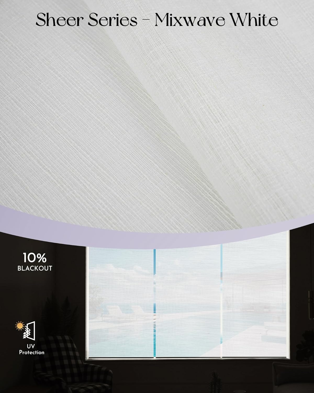 Graywind Motorized Light Filtering Shades Compatible with Alexa Google Hardwired WiFi Smart Half Shading Remote Control Automated Blinds Electric Window Shades, Custom Size (Mixwave White)