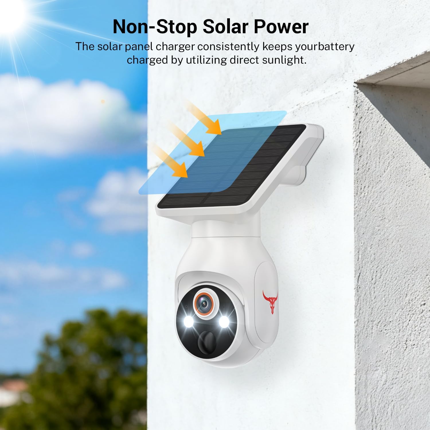 1080P Security Camera Wireless with Solar Panel, Smart AI Human Detection, 2-Way Talk, 360 Surveillance Cam, Color Night Vision, Real Time Alerts, 2.4G Wi-Fi, Cloud Storage (Sold Seperately)