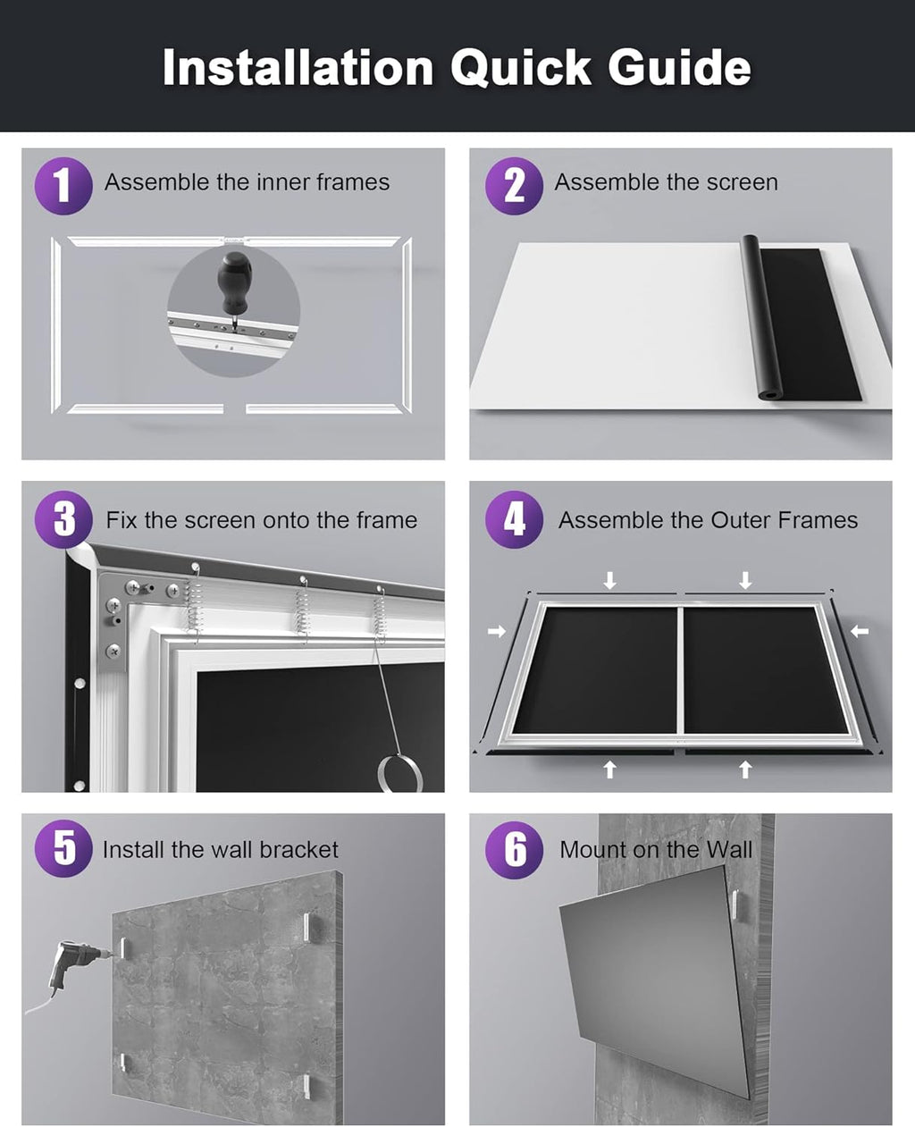 AWOL VISION Ambient Light Rejecting (ALR) Projector Screen for Ultra Short Throw(UST) Projector, 132" Fixed Frame, 80% Picture Quality Improved, 95% Celling Light Rejecting, Active 3D - C132