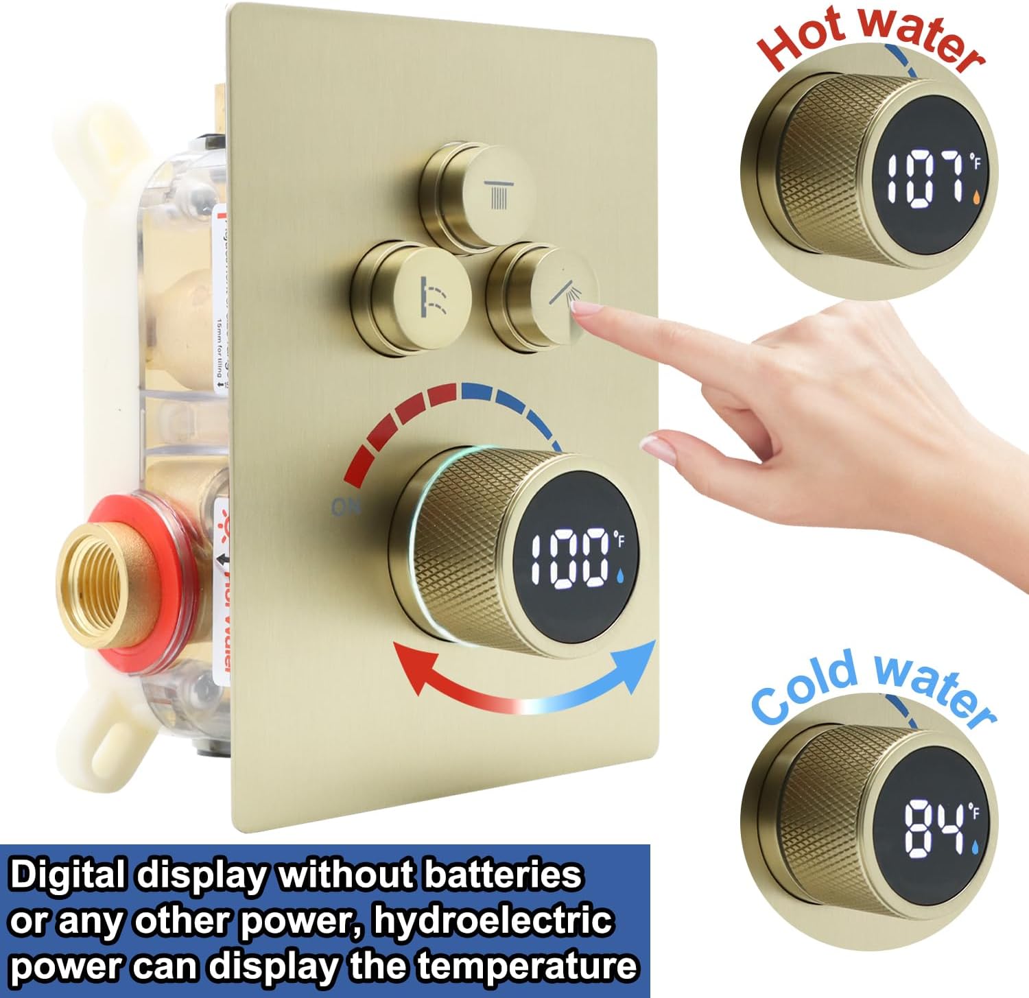 Shower System 12 Inches Rainfall Shower System Shower Head System for Bathroom 3 function shower system set Shower Faucet Rough-in Valve