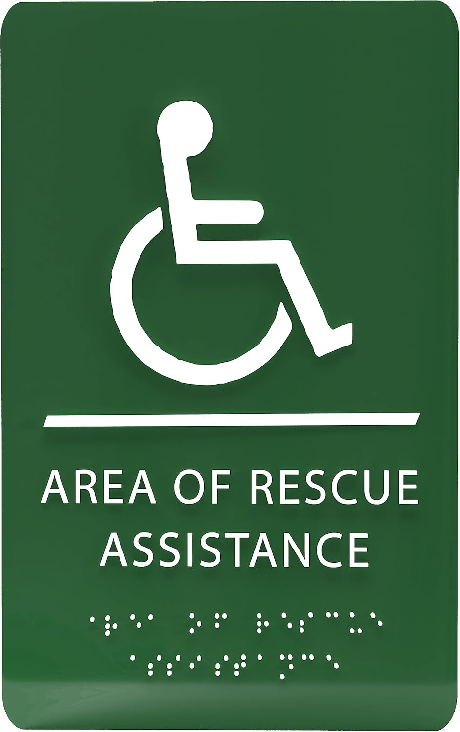 6" X9" Area of Rescue Assistance Sign - ADA Compliant Tactile Graphics Grade 2 Braille Text Signs| Sign for Shopping Malls, Offices, Hotels, Schools, Apartments, and Restaurants