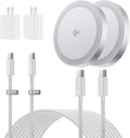 for 15W Magsafe Wireless Charger, Qi2 Magnetic Wireless Phone Charger with 6.6ft Cable Fast Charging Pad for iPhone 17 Air 16 15 14 13 12 Pro Max Airpods(20W Adapter Included), 2 Pack (White)