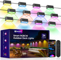 Outdoor Deck Lights 24 Packs, Smart RGBCW Fence Light, 100+ Scene Modes, Dual Lens LED String Lights with APP/Voice/Remote Control, IP65 Waterproof for Halloween Christmas Decor, 157ft Black
