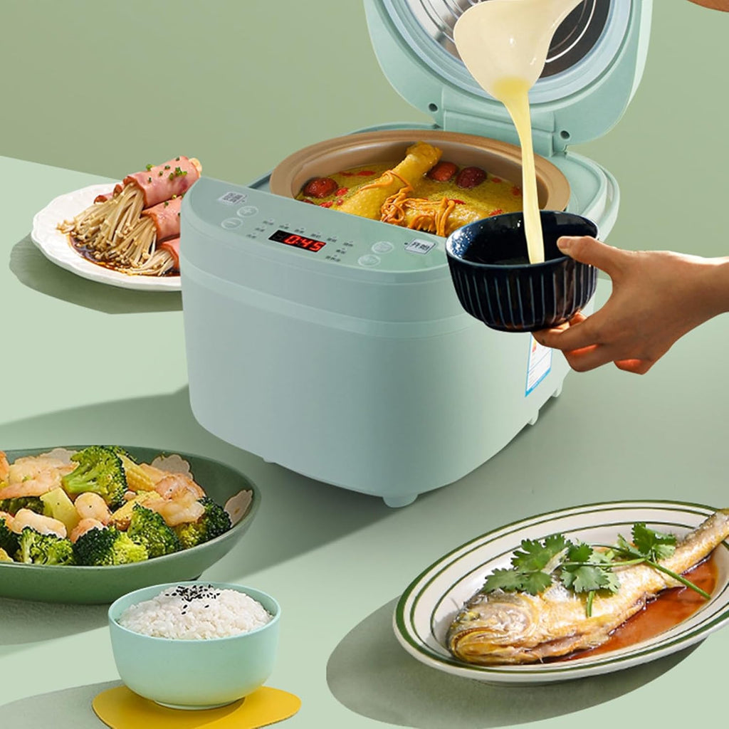 Rice Cooker, Smart Cooker with Steamer, Non-Stick Cooking, High Temperature Resi, 5L, One-Button, Meat, Noodles, Soup
