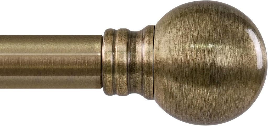 Antique Bronze Curtain Rods for Windows 28 to 48 Inch 1" Diameter Adjustable Heavy Duty Brass Window Curtain Rod with Metal Finials for Living Room Bedroom Farmhouse Kitchen Outdoor