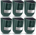 Qualirey 6 Pack Solar Sound and Light Alarm Motion Sensor 129db Outdoor Security Siren Waterproof Motion Activated Detector Alarm 6 LEDs Flash Warning Strobe System for Home, Farm (Green)