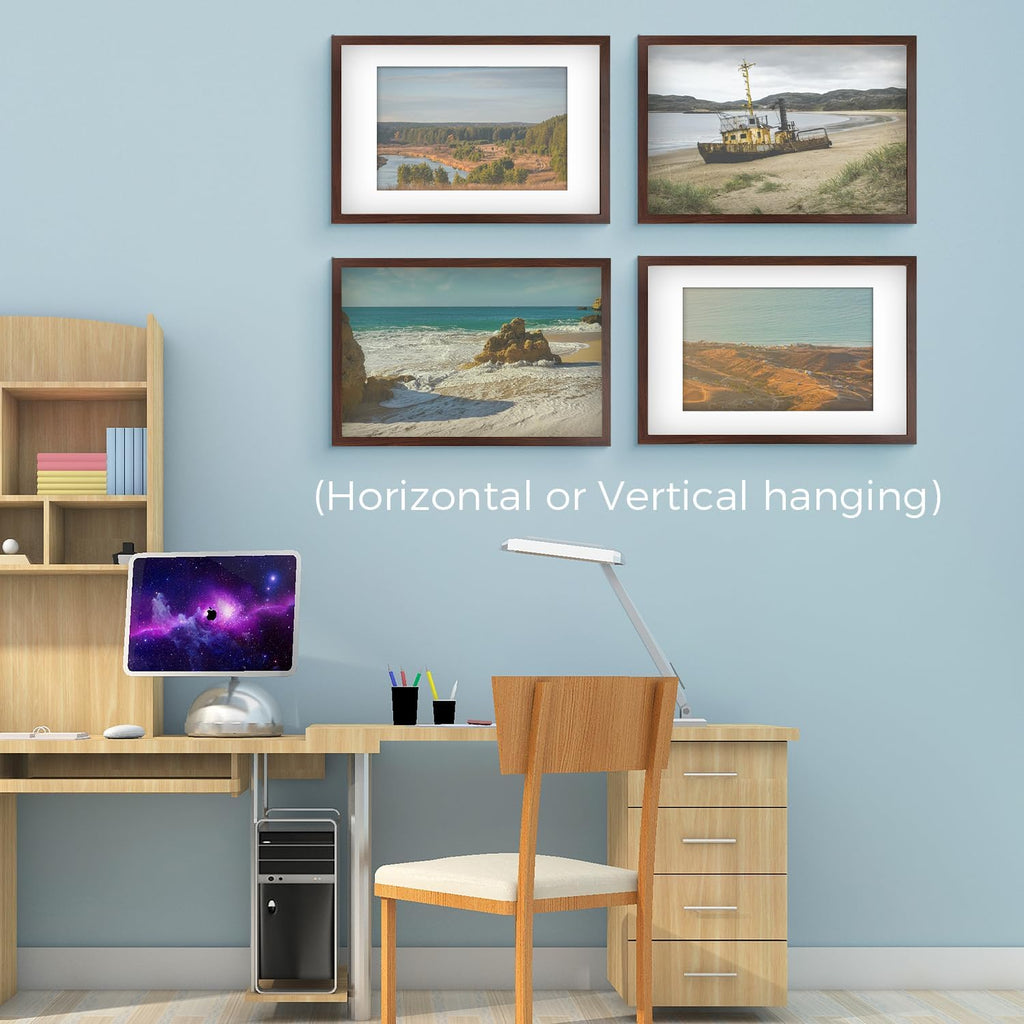 Golden State Art, 16X24 Picture Frame with Mat for 12X18 - High Definition Glass Wall Mounting Horizontal Vertical Display (Brown, 1 Pack)