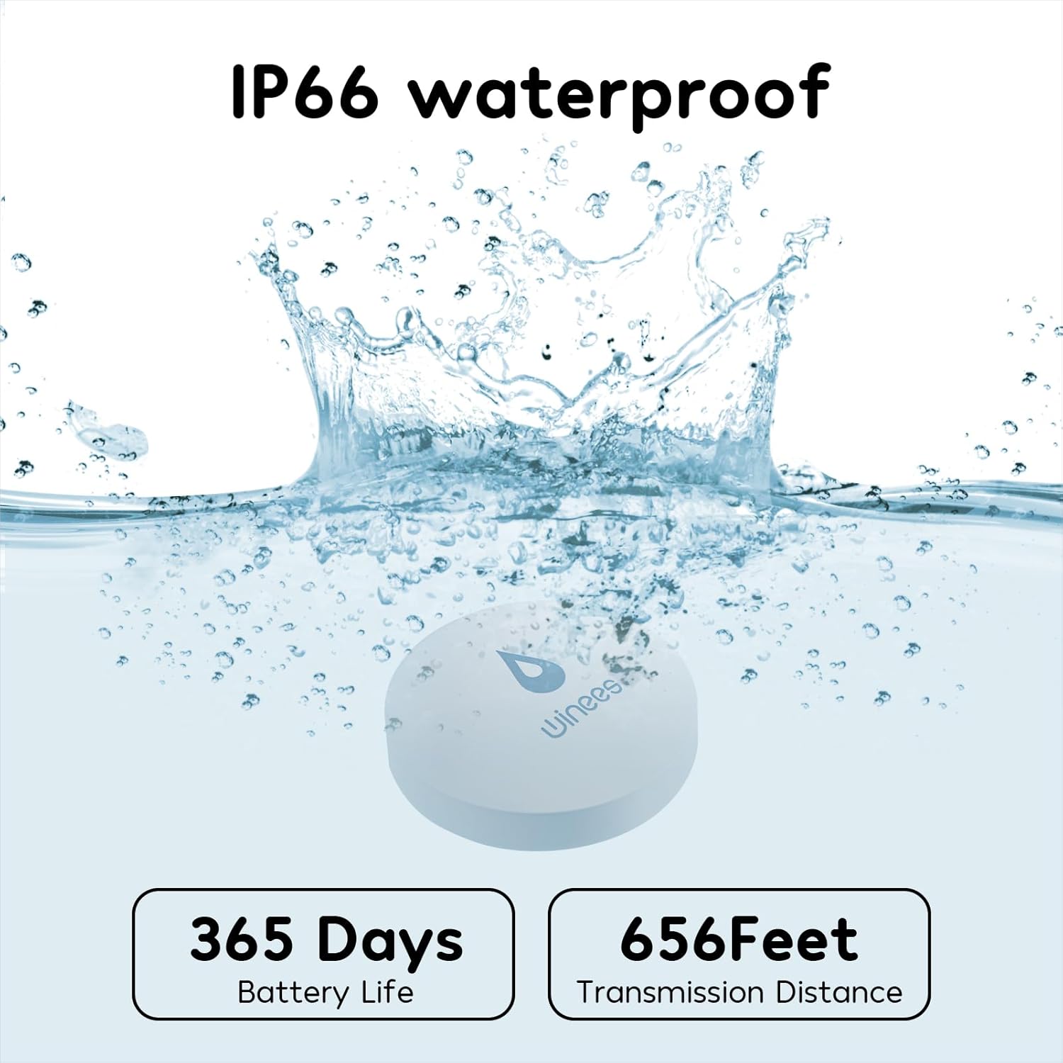 Winees WiFi Water Leak Detector, 3 Pack Water Sensors with 100dB Adjustable Alarm, Leak Alert Email&SMS Notification, 200M Transmission for Basement, Bathroom, Laundry, IFTTT, S1 Plus, 2.4G WiFi Only