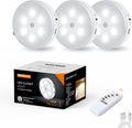 Puck Lights with Remote Control,1000mAh Rechargeable Under Cabinet Lighting,LED Closet Lights,3Pack Night Light,Cordless Stick On Lights for Under Cabinet,Hallway, Stairway,Closet (Cool White)