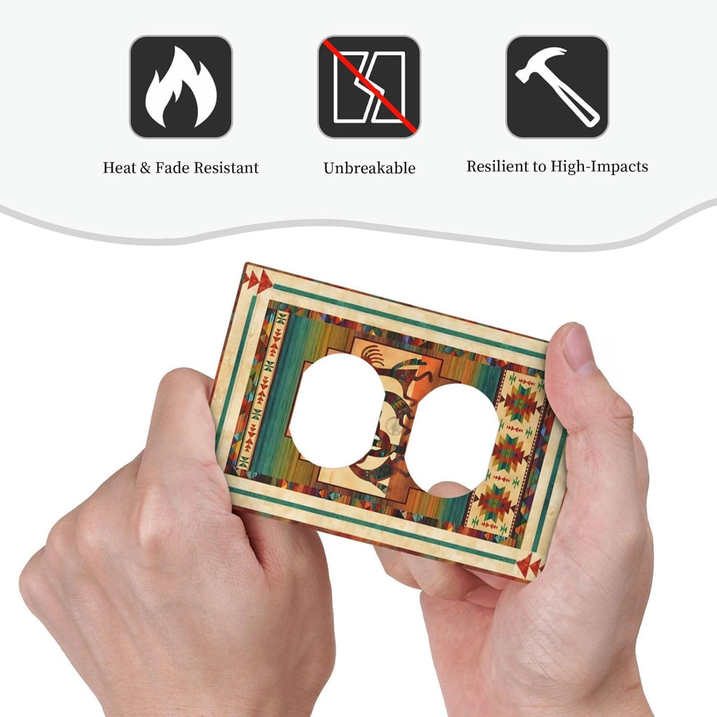 Decorative Outlet Covers Native American African Afro 1 Gang Duplex Light Switch Cover Plate Unique Wall Plate Electrical Switch Plate Covers for Home Bedroom Decor（2 Pack）