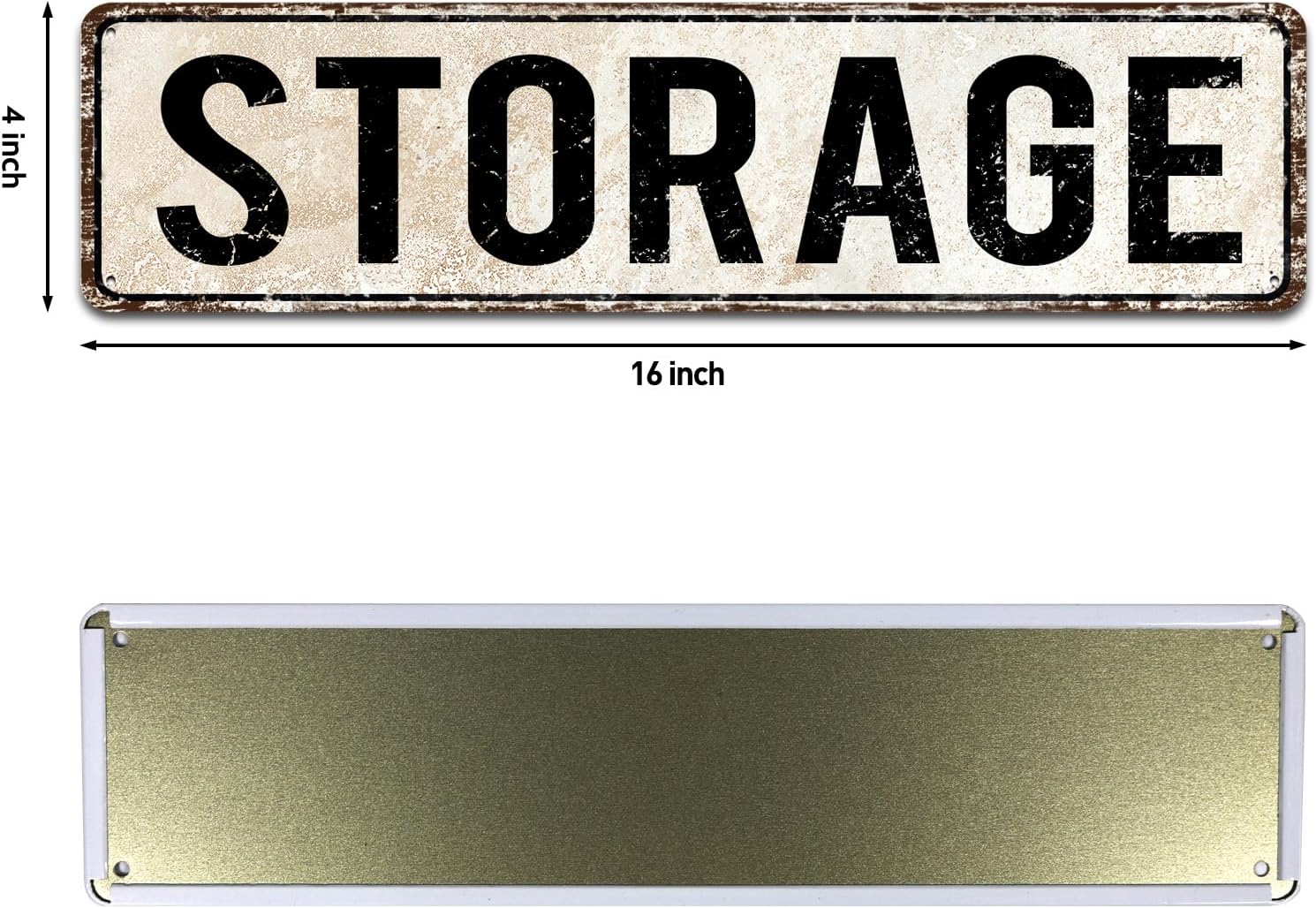 Storage Sign Farmhouse Signs Wall Decor Art Country Decorations Rustic Vintage Home Tin Plaque Kitchen Gift 4" by 16"