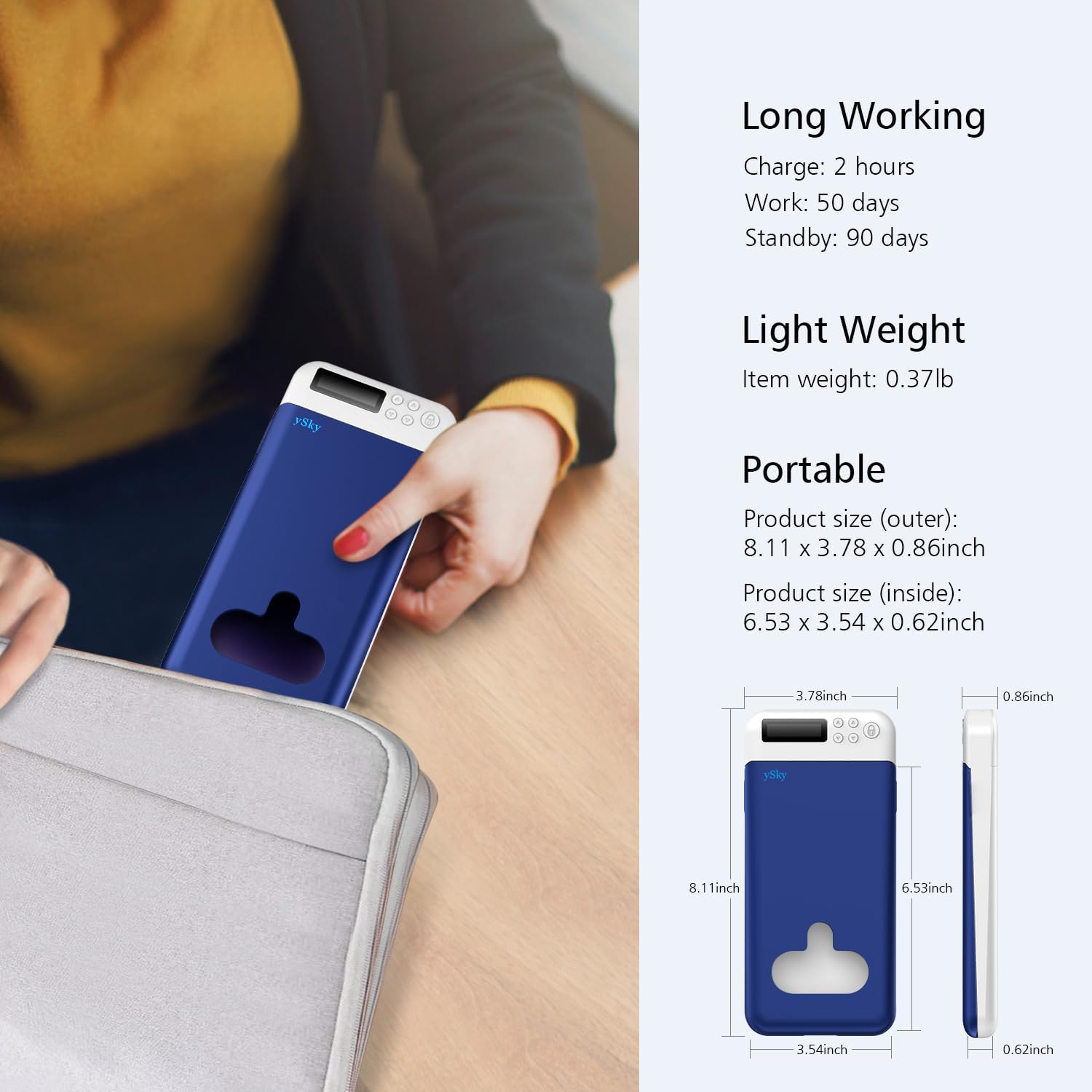 ySky Cell Phone Lock Box with Timer,Portable Timed Phone Lock Box for iPhone and Android Phones, Self-Control Timer Phone Locker Jail to Help Kids,Students Focus Back