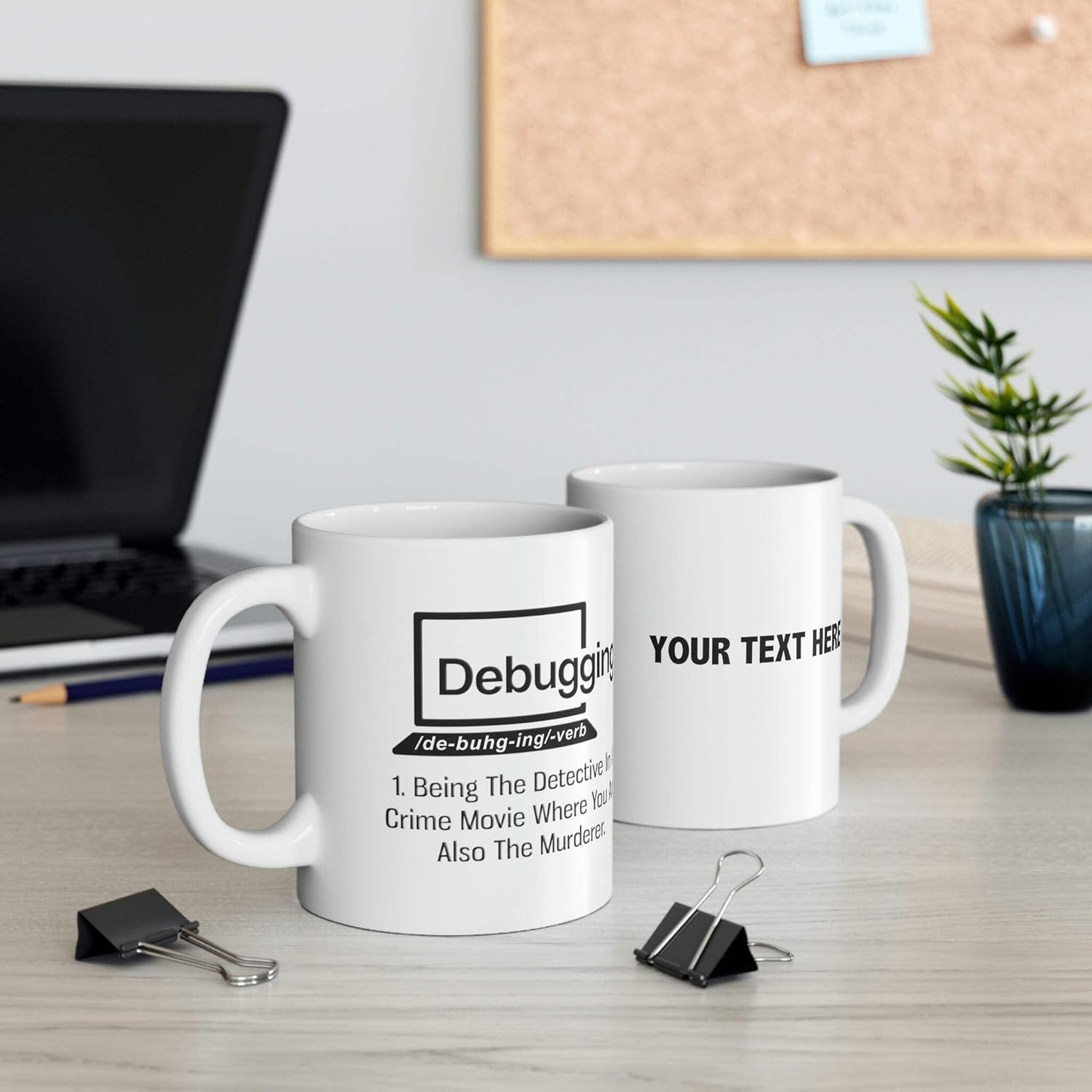 Personalized Debugging Funny Quote Coffee Mug for Programmer Customized IT Coder Computer Programming Ceramic Cup 11oz White 11oz