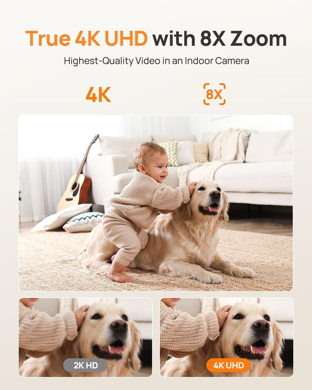 Anona 4K UHD Indoor Camera with 512GB SD Card, Pet/Dog/Baby Security Camera with Phone App, 360° Pan-Tilt, 2.4G/5G Wi-Fi 6, Auto-Tracking, Person/Pet/Baby Crying Detection, Privacy Mode, Two-Way Audio