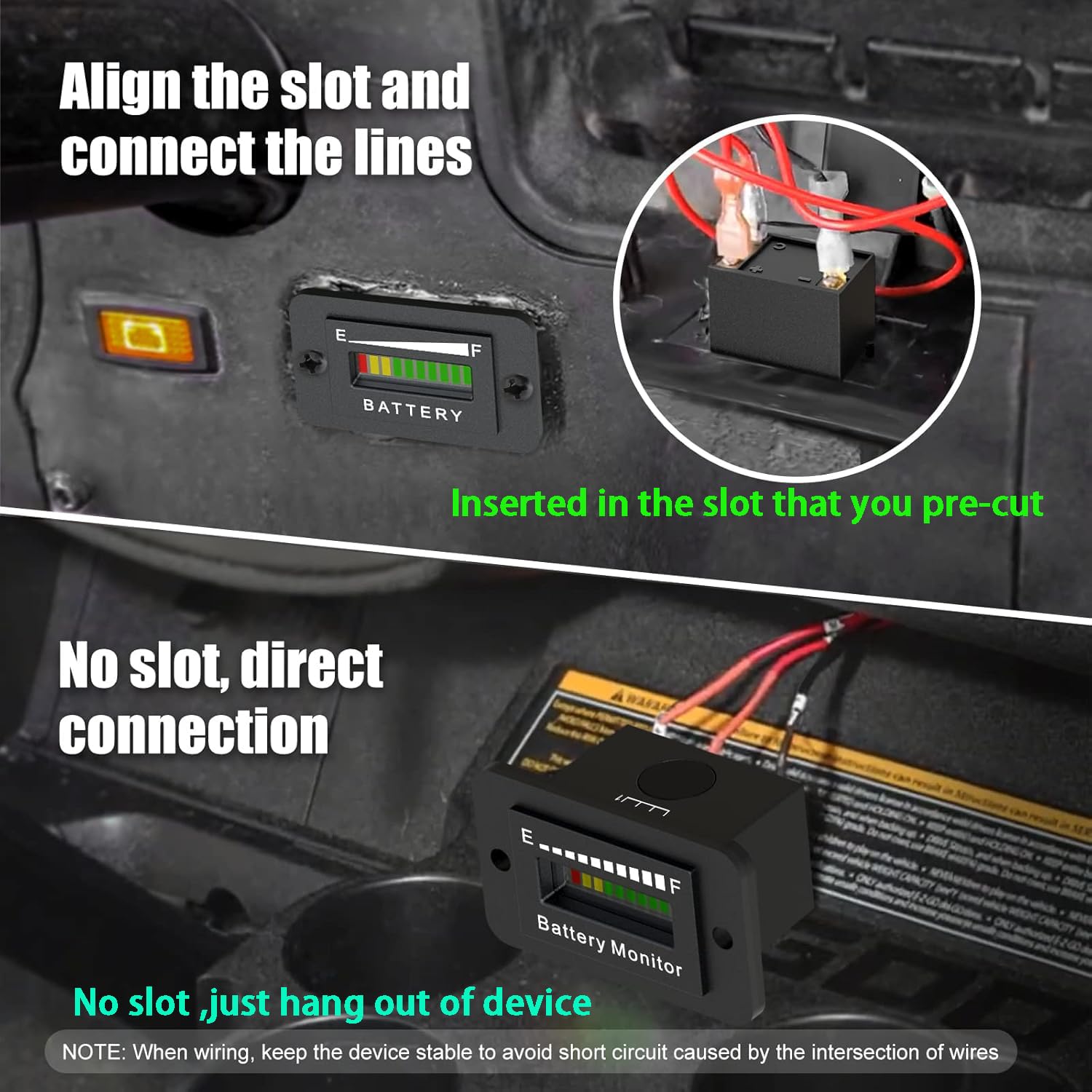 12V 24V 36V 48V 60V 72V Golf Club Cart Battery Monitor Meter for Yamaha EZGO Motorcycle LED Battery Capacity Indicator Meter Waterproof Lead-Acid or Lithium ion Battery Level Indicator Monitor Gauge