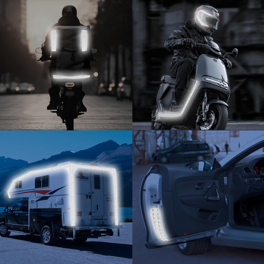 Reflective Tape 2" x40ft Fluorescent White, DOT-C2 Waterproof Reflective Stickers & Reflector Tape with Strong Adhesive for Trucks, Trailers, Motorcycles, Bikes, Outdoor Safety