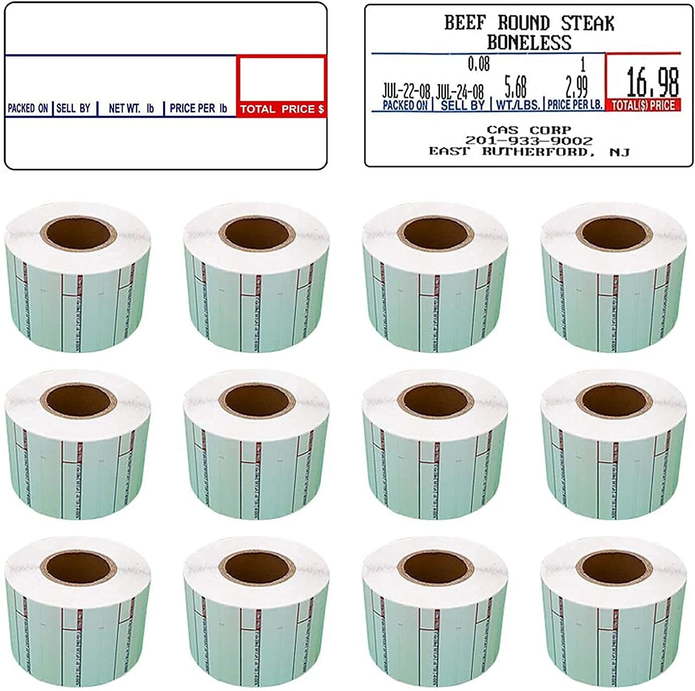 VisionTechShop LST-8000 Printing Scale Label, 58 x 30 mm, Non-UPC, 12 Rolls Per Case