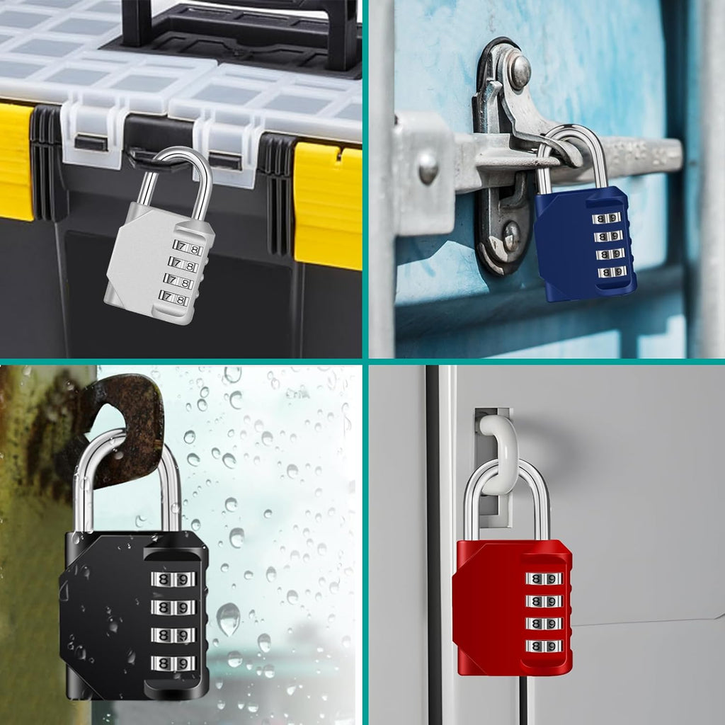 ZHEGE Combination Padlocks, 4 Digit Number Code for Gym, School, Locker Lock, Employee Lock (Red, Pack of 2)