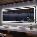 ISKM 96'' x 36'' LED Mirror for Bathroom Lighted Vanity Mirror for Wall Front Lights + Backlit LED Bathroom Mirror Anti-Fog Tempered Glass ETL Listed
