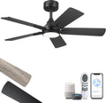YOUKAIN Ceiling Fans with Lights, 42 Inch Black Ceiling Fans, Smart Ceiling Fan Works with Voice Control & Remote Control, Reversible Blades, Modern Led Ceiling Fan for Bedroom, 42-YJ812-BK