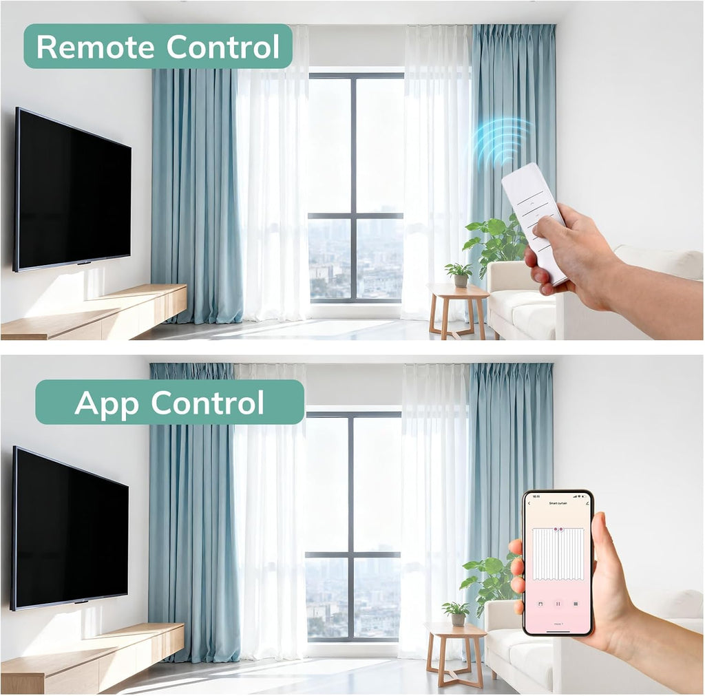 Umimile Smart Electric Curtain Track, Motorized Curtain Track System, 59-106 inch Adjustable Length, Ultra Quiet Motor, App/Remote Control, Works with Alexa, Google Home, for Ceiling and Wall Mount