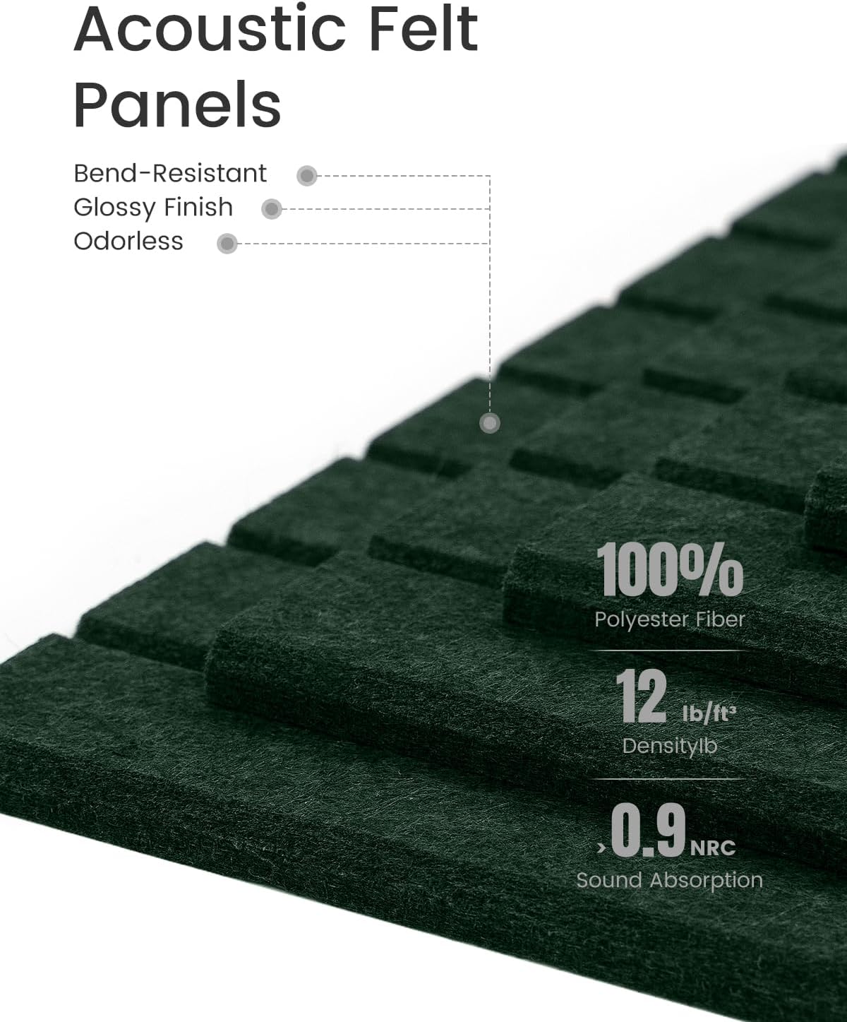 Large Felt Bulletin Board 48" x 36" Cork Board Alternative-12 Pack with 70 Safe Removable Adhesive Tabs, Cork Boards for Walls Cork Board for Home Office Classroom Pin Board- Pine Green