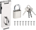Alise Door Lock Hasp Latch with Padlock,4 Inch SUS 304 Stainless Steel Safety Packlock Clasp Hasp Lock Latch, with Fixing Screw for External Doors Window Cabinet Pet Cage, Brushed Finish,MST009-LS