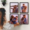 Renditions Gallery Set of 4, 8X10 Custom Photo Prints with Real Wood Picture Frames. Create Personalized Photos with Peel & Stick Photo Frames. Black Frame