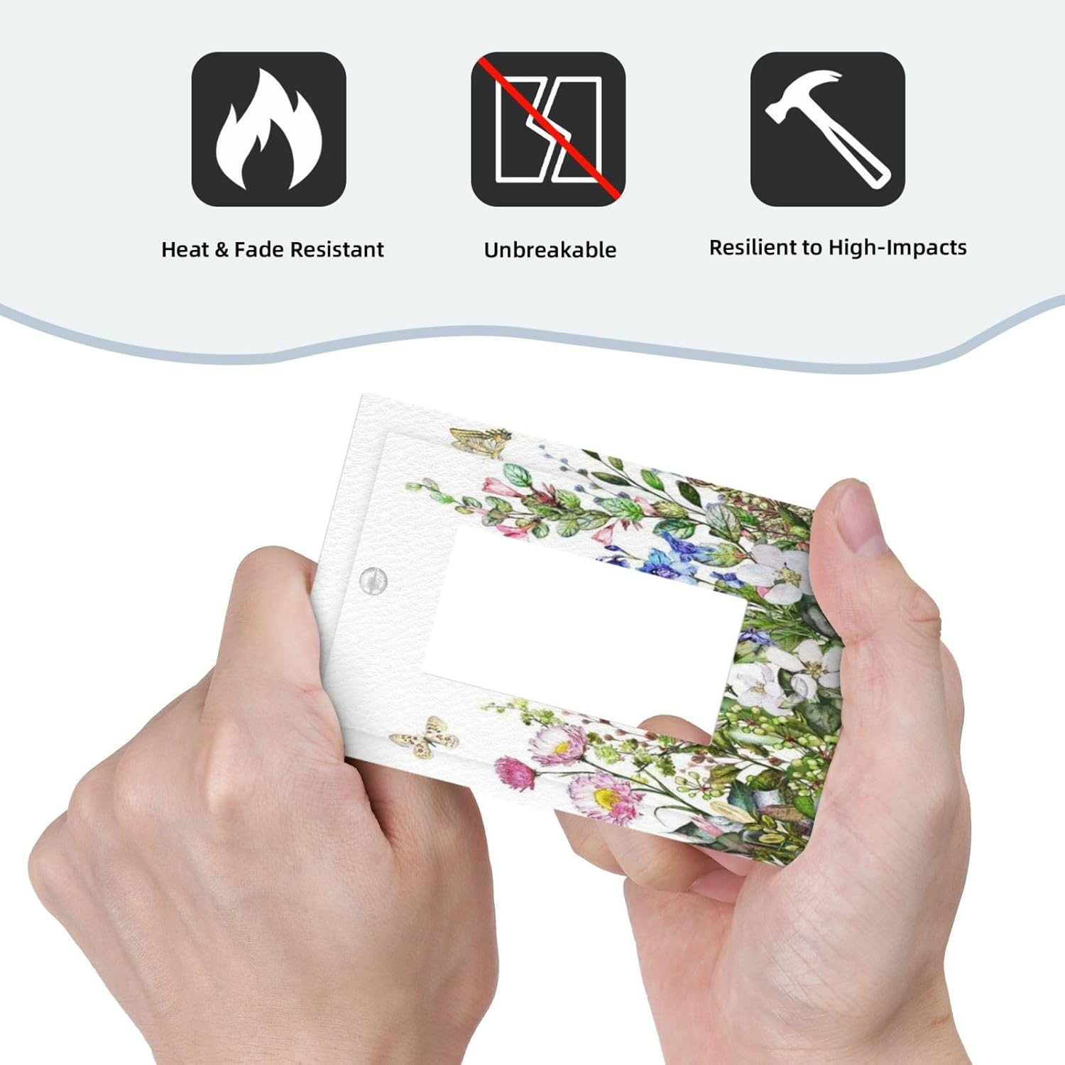 Boho Colorful Wildflowers Butterfly Green Plant Leaf 1 Gang Rocker Light Switch Covers Single Decora Outlet Wall Plate Decorative Switchplate Faceplate GFCI for Country Bathroom Bedroom Decor