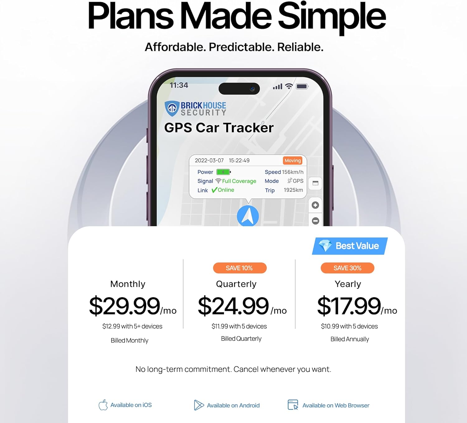 Brickhouse Security EON Odyssey GPS Tracker for Vehicles & Assets – Magnetic Waterproof 4G LTE Asset & Vehicle GPS Tracker with Long Battery Life, Real-Time Tracking, Geofence & Tamper Alert