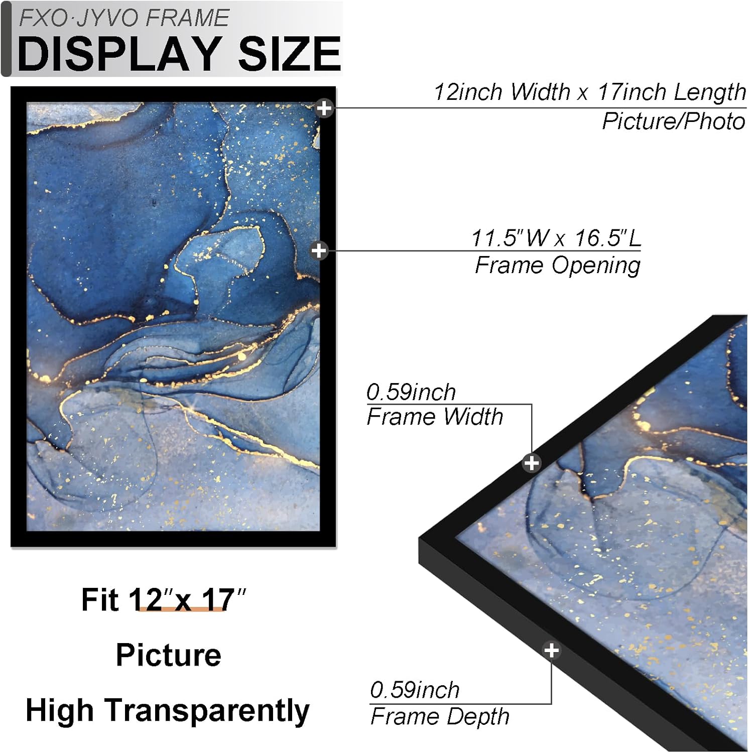 12x17 Picture Frame Set of 6, Black Frame for 12 x 17 Inch Picture Poster Photo, Light Weight and High Transparent 12 by 17 Frame for Wall - 6 Pack/Black/12 x17