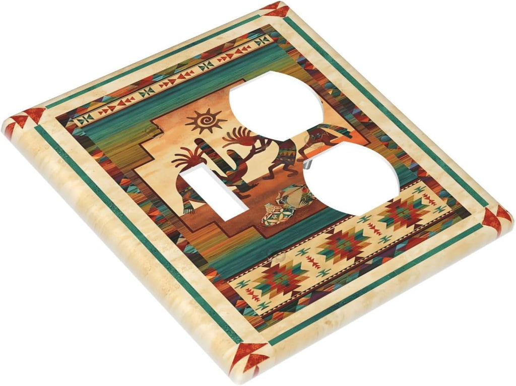 Decorative Outlet Covers Native American African Afro 2 Gang Wall Plate Single Toggle Duplex Light Switch Cover Switch Plate Covers Faceplate for Home Bedroom Decor