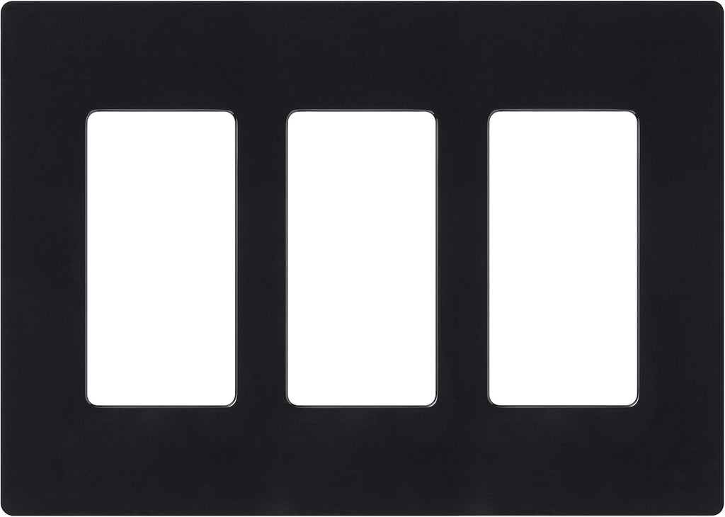 Lutron Claro Light Switch Cover Plate, 3 Gang Wallplate, for Decorator Light Switches, Rocker Light Switch Cover, Outlet Cover, Screwless Switch Plate Cover, Gloss, CW-3-BL, Black