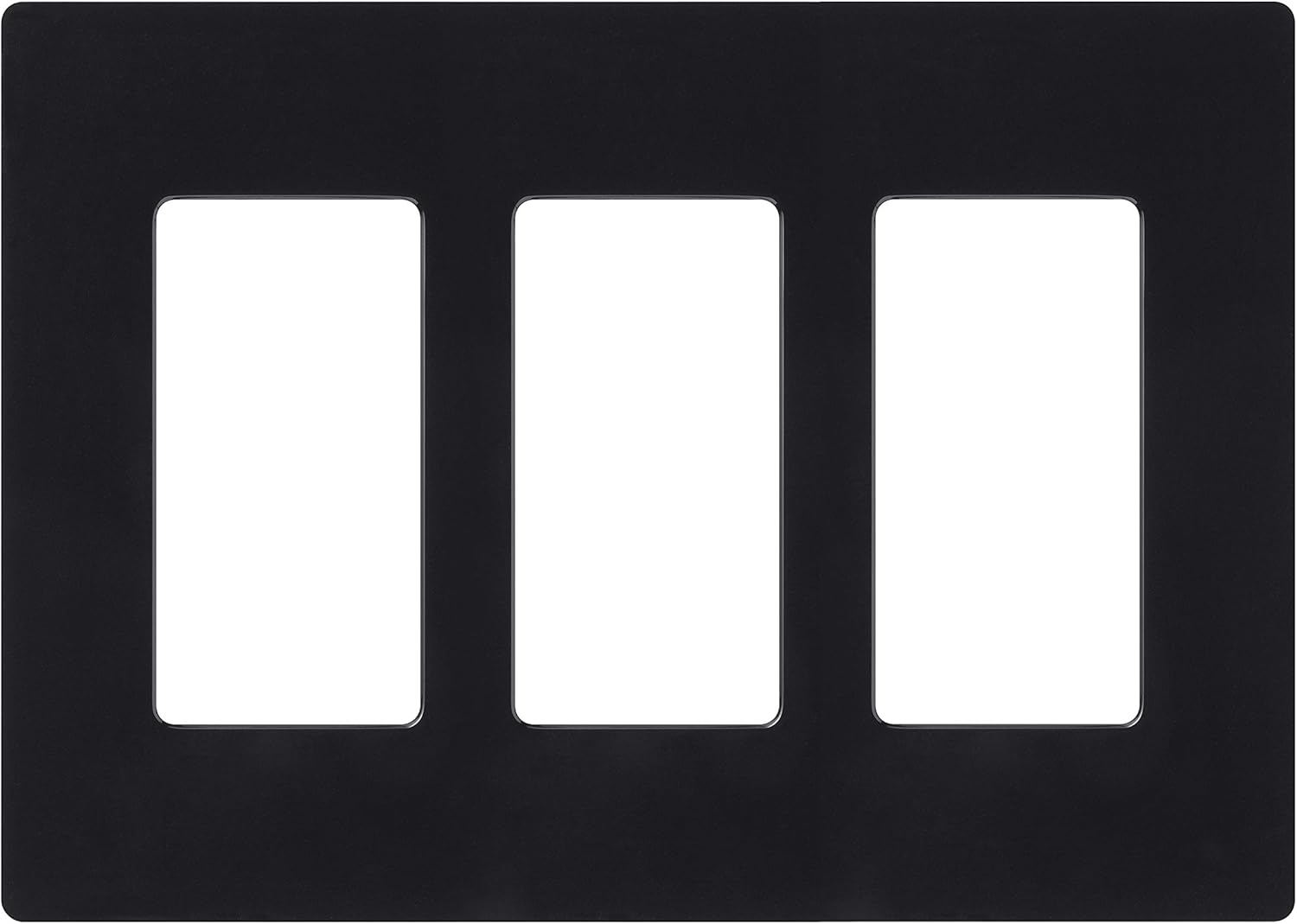 Lutron Claro Light Switch Cover Plate, 3 Gang Wallplate, for Decorator Light Switches, Rocker Light Switch Cover, Outlet Cover, Screwless Switch Plate Cover, Gloss, CW-3-BL, Black