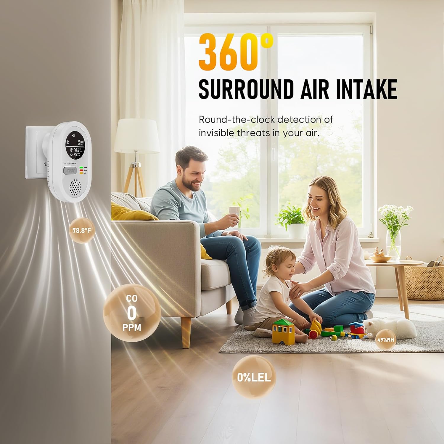 2 Packs Carbon Monoxide detectors Plug in Wall, FayLuron Portable Carbon Monoxide Detector for Travel with Temperature & Humidity Display, Carbon Monoxide Alarm for Home/Hotel/RV