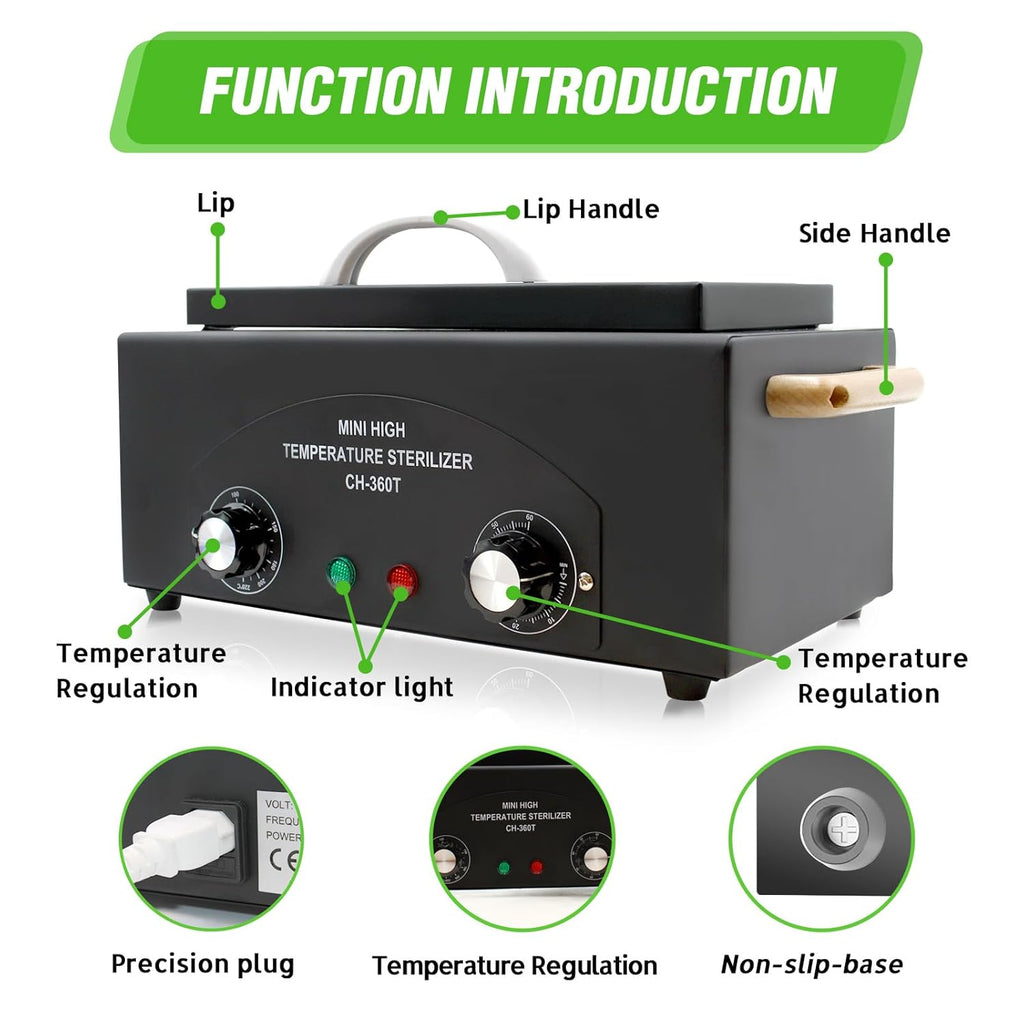 High Temperature Metal Tool Cleaning Box, 110V 300W 1.5L with Timer Manicure Pedicure SPA Salon Barber Equipment for Sundry Beauty Hair Nail Metal Tools with Handle