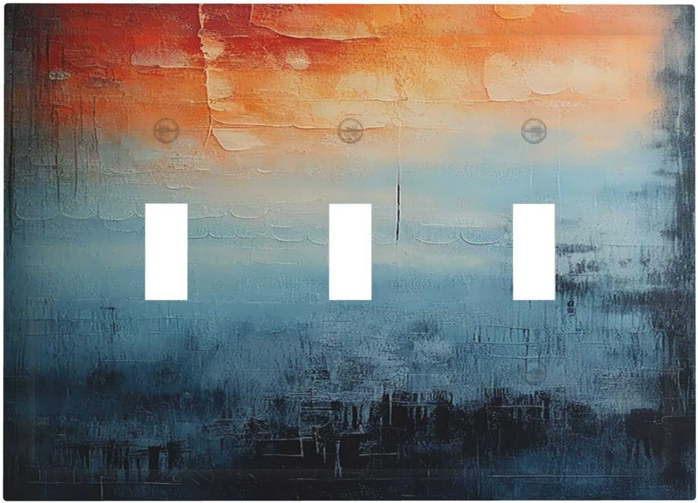 Light Switch Covers Blue Orange Abstract Modern Minimalist Oil Painting 3 Gang Wall Plate Triple Toggle Outlet Cover Decorative Switchplates Electrical Panel Cover for Kitchen Living Room 4.8 X 6.7 IN