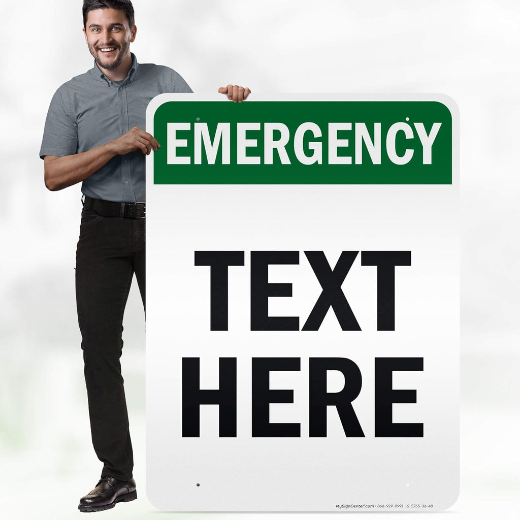 Custom Emergency Sign, OSHA Sign, 36x48 Inches, Reflective, Rust Free DiBound, Fade Resistant, Made in USA by My Sign Center
