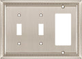 Henne Bery Sunken Pearls Heavy Duty Decorative Wall Plate Switch Plate Outlet Cover (Double Toggle/Single Decorator, Satin Nickel)