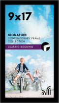 Americanflat 9x17 Picture Frame with Shatter-Resistant Glass - Signature Collection - Gallery-Style Frames Made of Engineered Wood - Photo Frame for Wall Display - Black