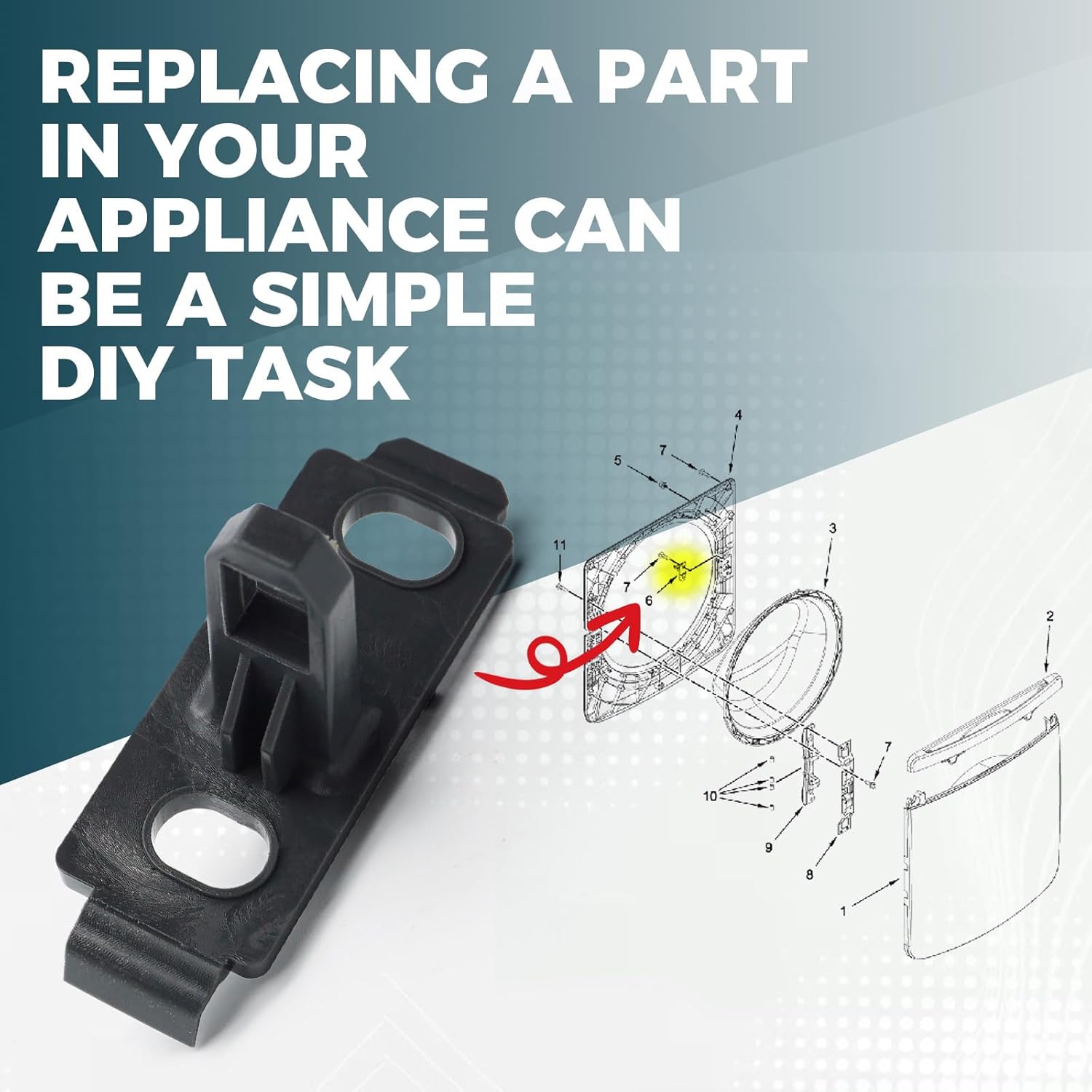 W11316914 Washer Door Strike for Whirlpool Maytag Appliance Parts, Washer Door Strike Replaces Part W10921697
