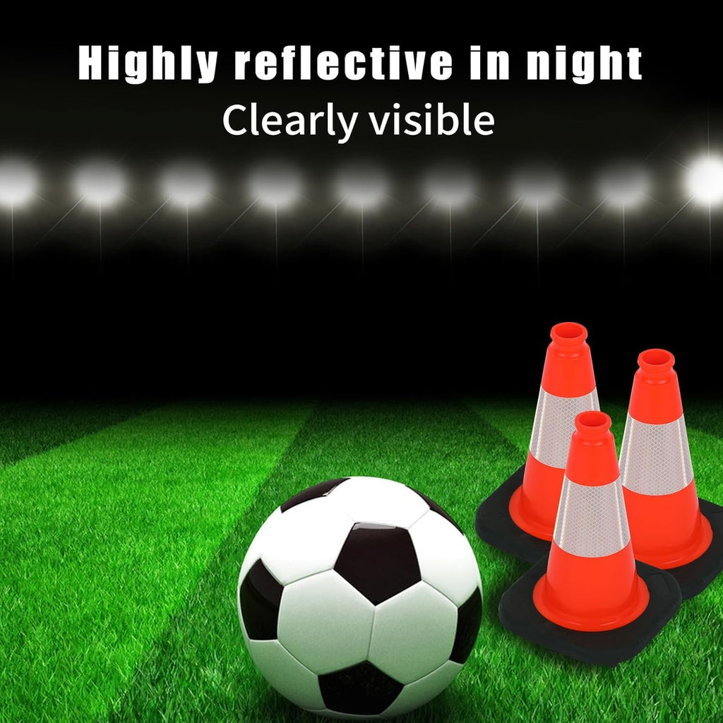 BESEA 12 Inch Traffic Cones, Safety Cones with 4" Reflective Collar, Lightweight & Durable PVC Road Cones for Parking, Sports Training, Construction, Driveway (6 Pack)