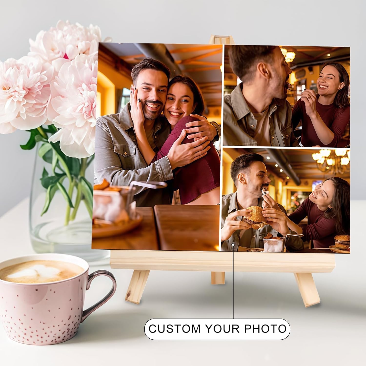 Custom Photo Frame with Stand, Personalized Picture Display, MDF and Wood Construction, Desktop Decor, Multiple Designs, Customizable Gift for Family and Friends
