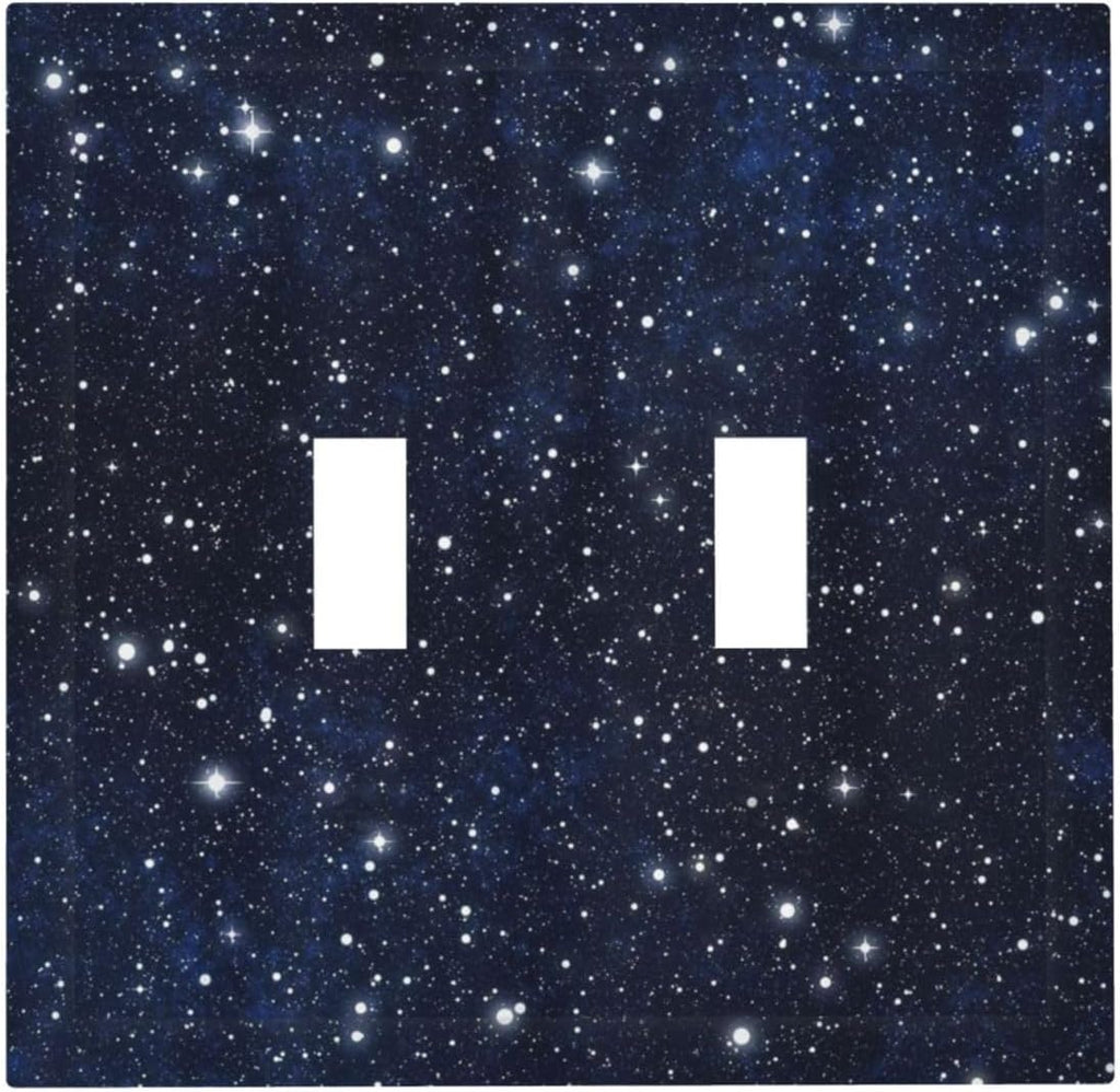 Decorative Light Switch Cover Night Sky Star Cosmic Starry Fantasy Galaxy Universe Space Double Toggle Switchplate 2 Gang Personalized Wall Plate Switchcovers Decora Light Switch Plate